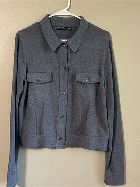 Peruvian Connection Charcoal Gray Button-Front Knit Jacket